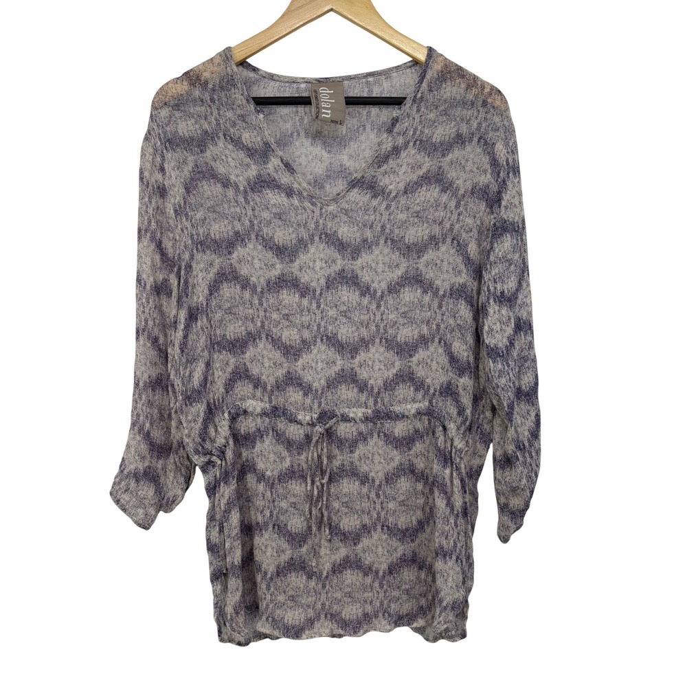 Dolan Left Coast Collection Purple Ikat Gauze Tunic Top Petite L Boho Chic